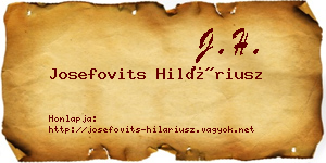 Josefovits Hiláriusz névjegykártya